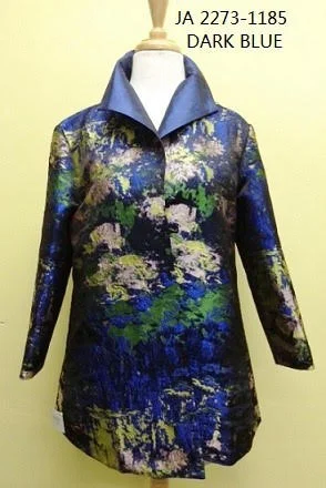 women's relaxed fit blazer -Grace Chuang Long Jacket JA 2273-1185 DARK BLUE