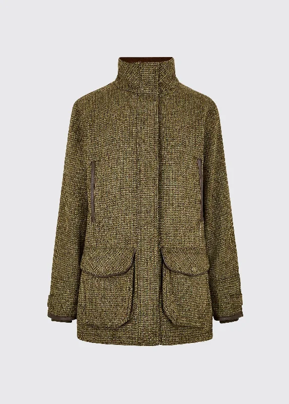 warm down coat for women -Ballynahinch Tweed Shooting Jacket - Heath