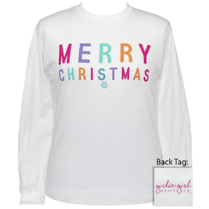 ladies' lightweight summer top -Merry Christmas White LS-2373