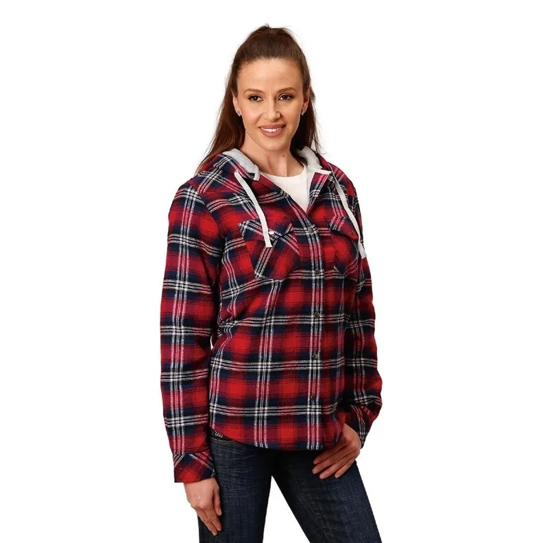 versatile casual coat for women -Roper Western Jacket Women Plaid Flannel Wine 03-098-0119-5692 WI