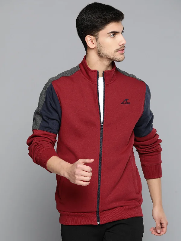 chic oversized blazer for women -Alcis Men Red Navy Blue Colourblocked Running Sporty Jacket