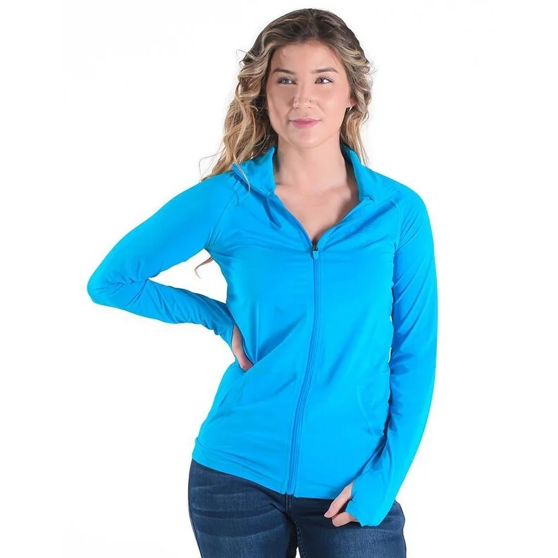 soft touch sherpa coat for women -Cowgirl Tuff Western Jacket Womens Breathe Full Zip Aqua 100488