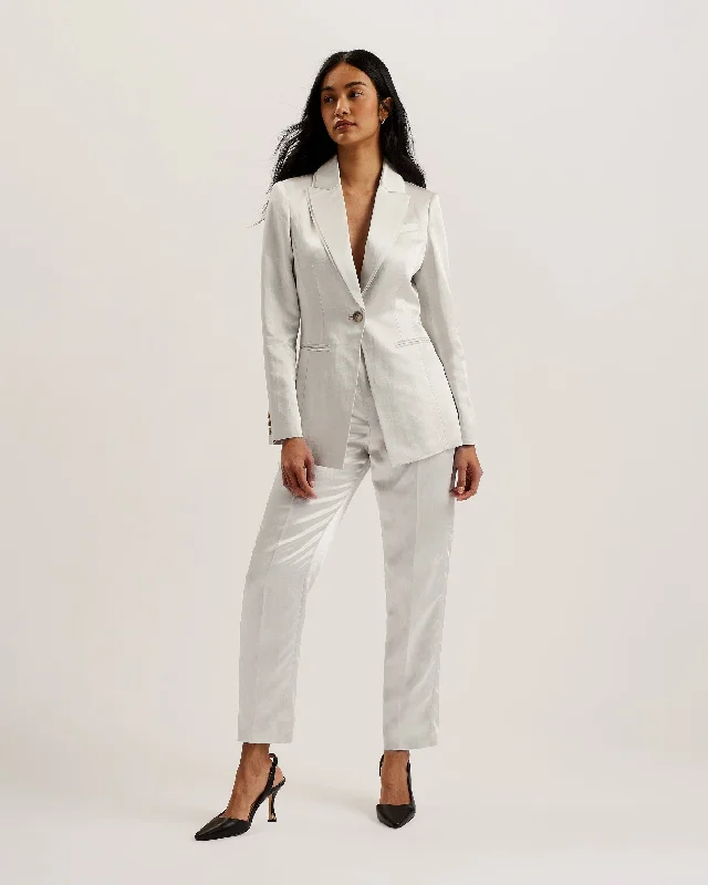 sleek minimalist coat for women -Masaru Single Breasted Tailored Blazer Ivory