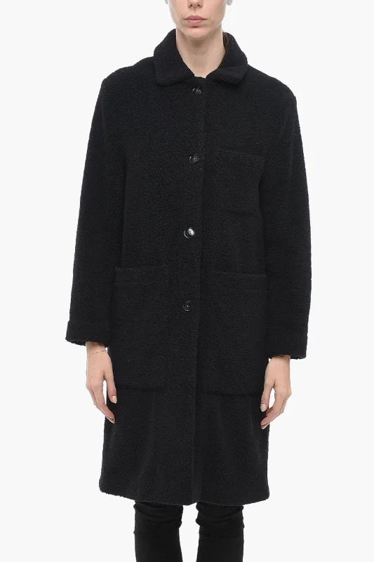 women's lightweight jacket -Woolrich Faux-fur HAZELTON Coat with Maxi Pockets