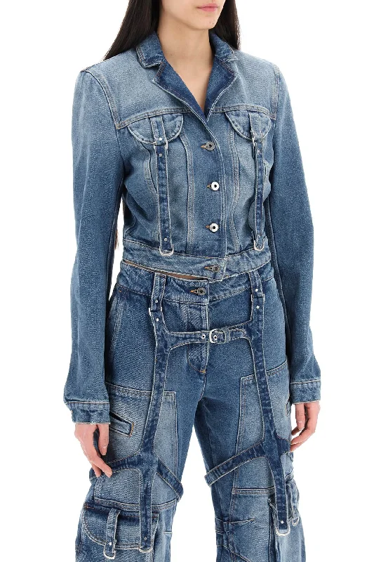 casual oversized shacket for women -Off-White Denim Jacket With Harness Details