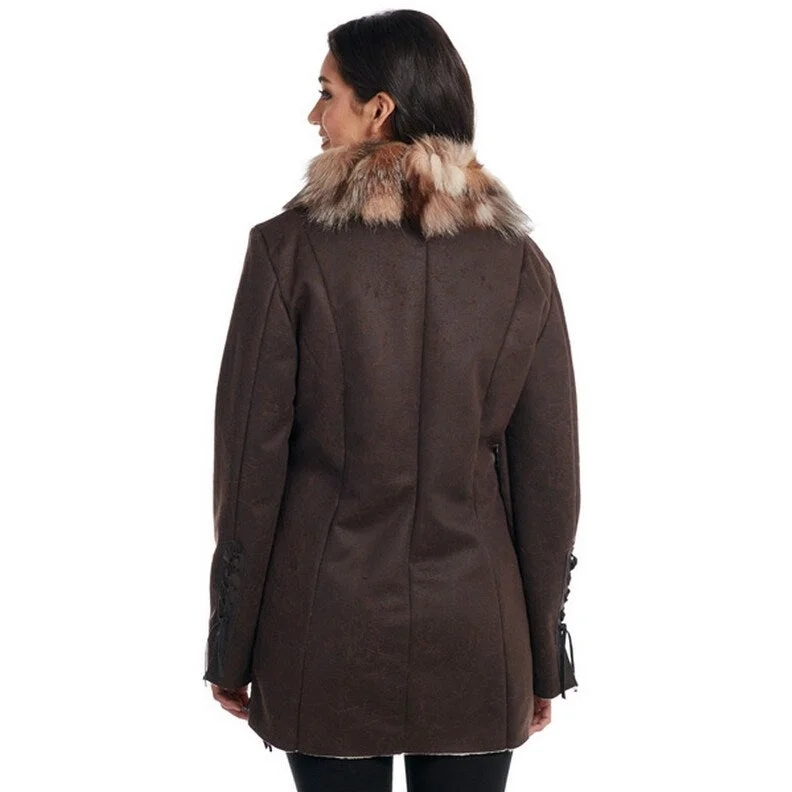 structured blazer jacket for women -Cripple Creek Western Jacket Womens Faux Fox Fur M Pinecone CR16344