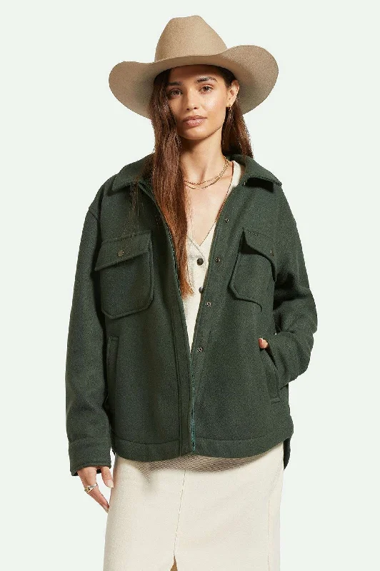 cozy oversized wrap coat for women -Durham Shirt Jacket - Deep Forest