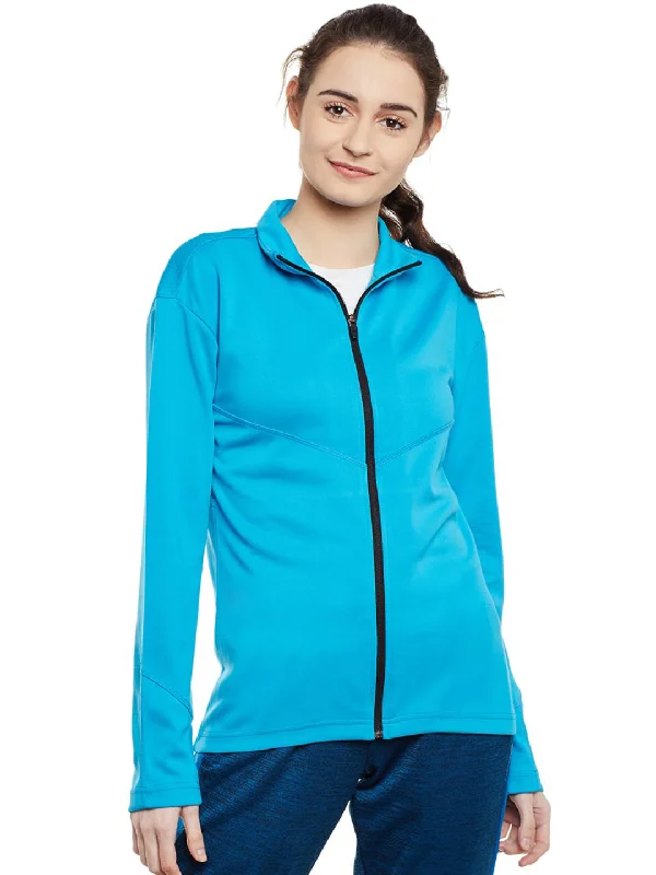 waterproof hiking jacket for women -Alcis Women Blue Solid Open Front Jacket 516WJK386