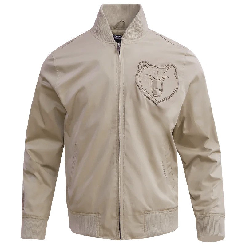 ladies' faux suede jacket -NBA MEMPHIS GRIZZLIES NEUTRAL TWILL JACKET (TAUPE)