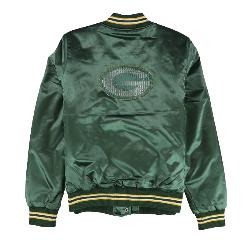 warm alpaca wool coat for ladies -STARTER Womens Green Bay Packers Varsity Jacket, Green, Medium