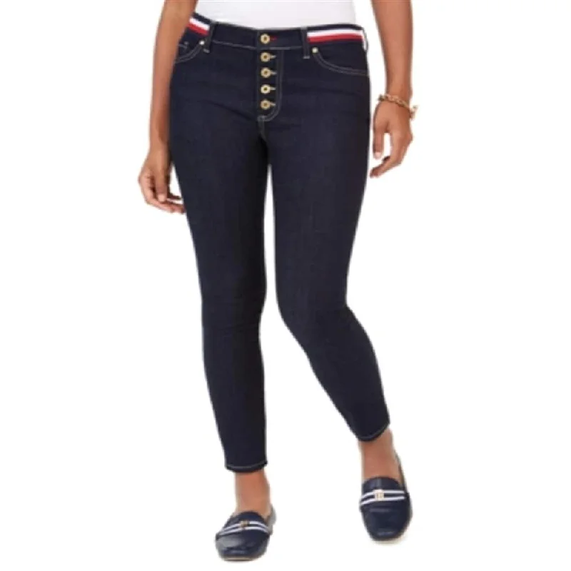 ladies' stretchy denim pants -Tommy Hilfiger Women's Tribeca Skinny Ankle Jeans Blue Size 4