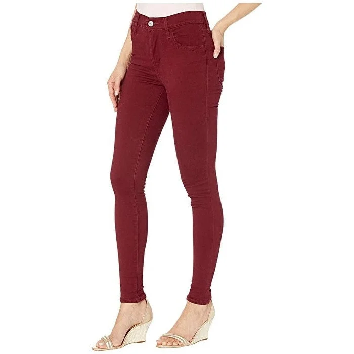 women's wide-leg denim trousers -Levi's Women's 720 High Rise Super Skinny Jeans Wine Size 24