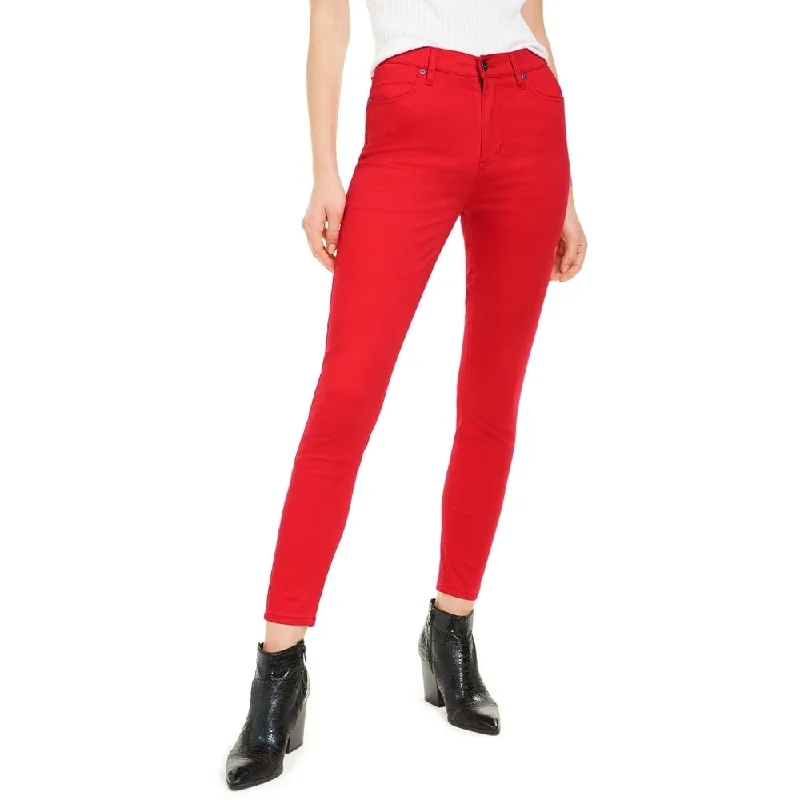 casual straight-fit jeans for women -Kendall + Kylie Women's High Rise Skinny Jeans Red Size 28