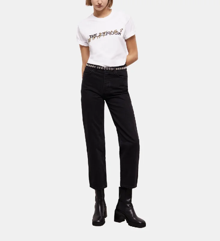 women's ripped boyfriend jeans -Straight-cut Jeans