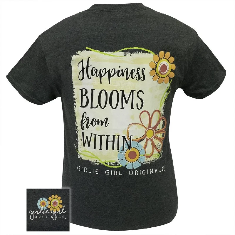 ladies' long sleeve top -Happiness Blooms-Dark Heather SS-2165