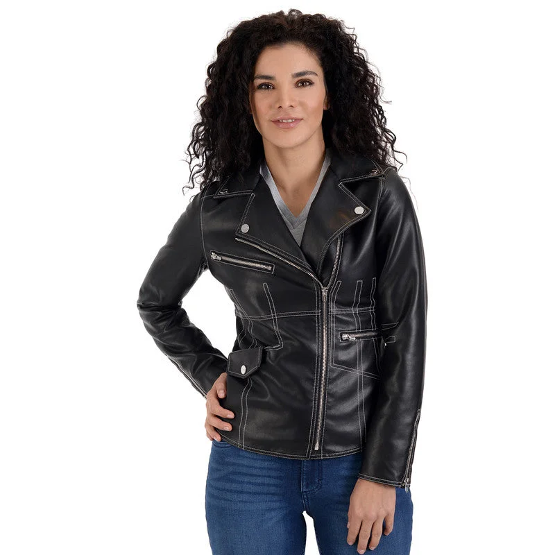 women's outdoor fleece jacket -Nine West Women's Biker Jacket