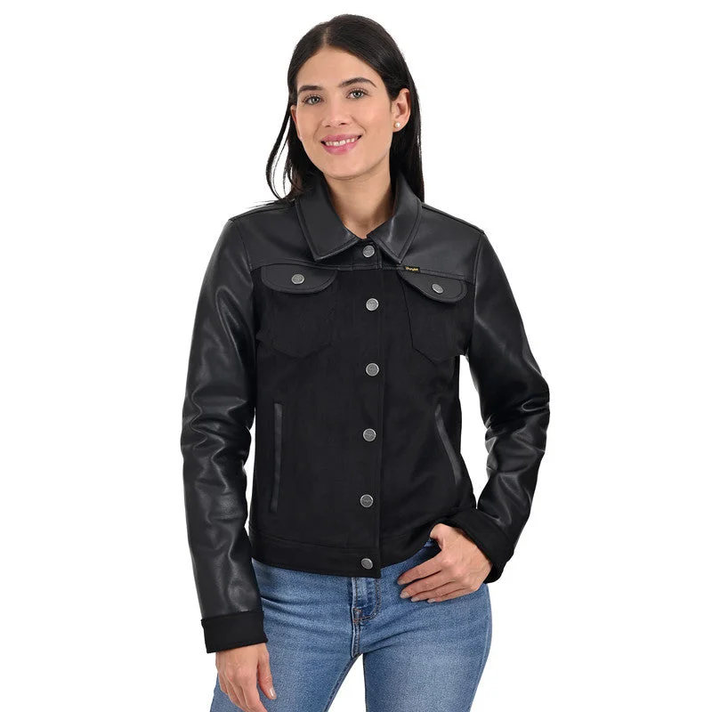 women's asymmetrical zip jacket -Wrangler Women's Dual Texture Trucker Jacket