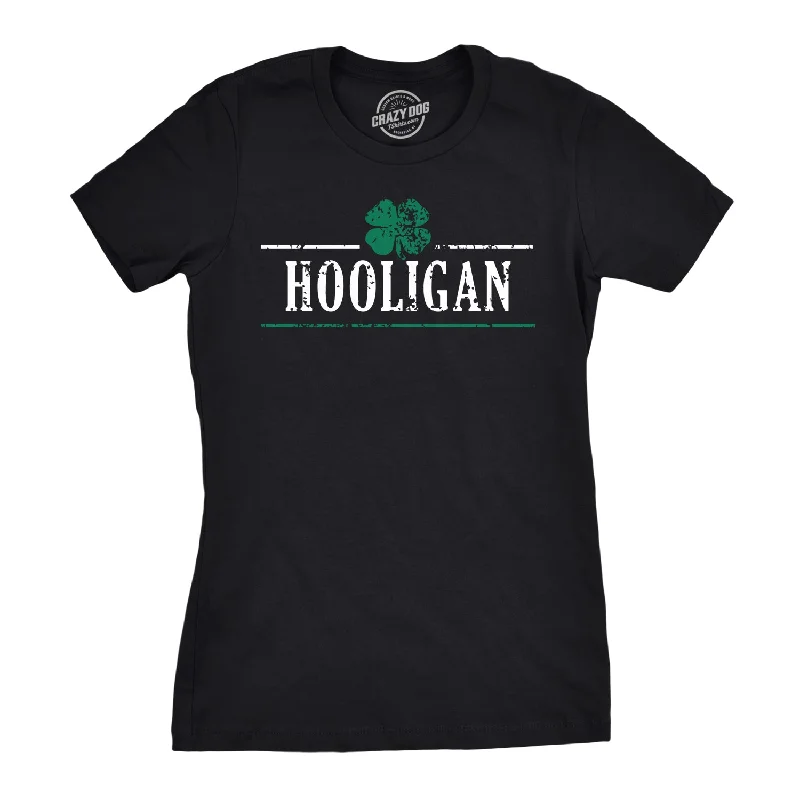 trendy puff sleeve crop top for ladies -Hooligan Shamrock Women's T Shirt