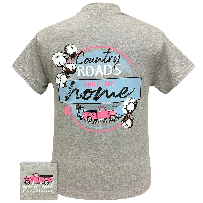 ladies' floral print top -Country Roads-Sport Grey SS-2254