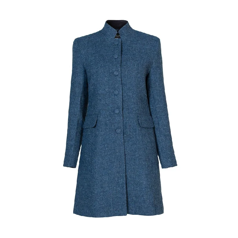 structured blazer jacket for women -Women's Harris Tweed Jacket - Sammie - Blue Fleck