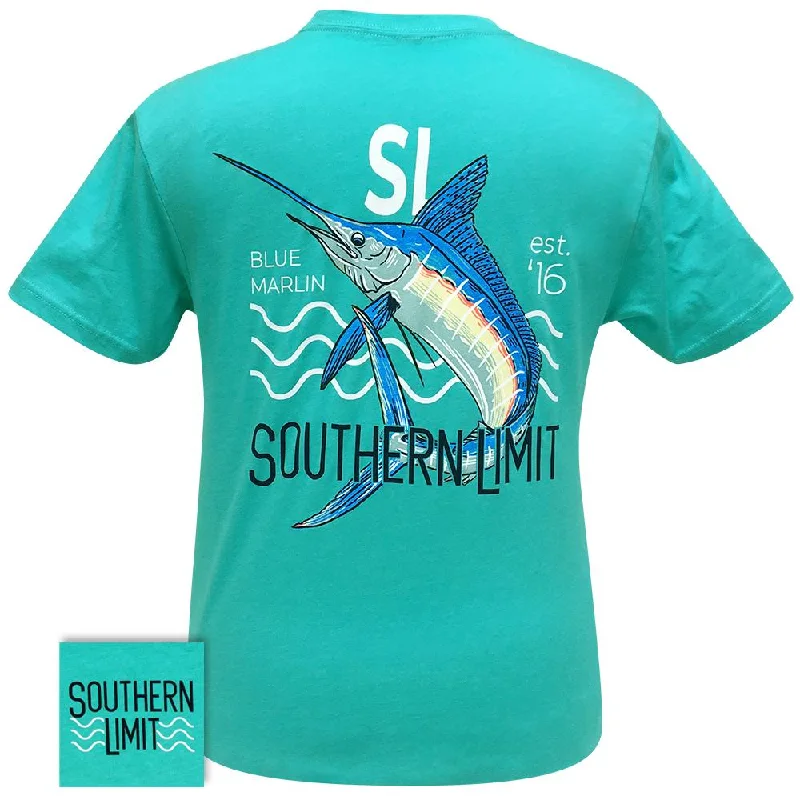 oversized cotton tee for women -Southern Limit-Blue Marlin Tahiti Blue SS-71