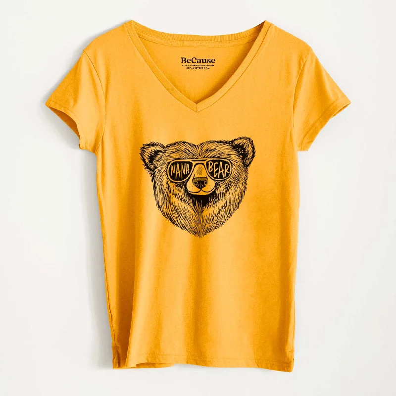 ladies' cowl neck blouse -Nana Bear - Women's 100% Recycled V-neck