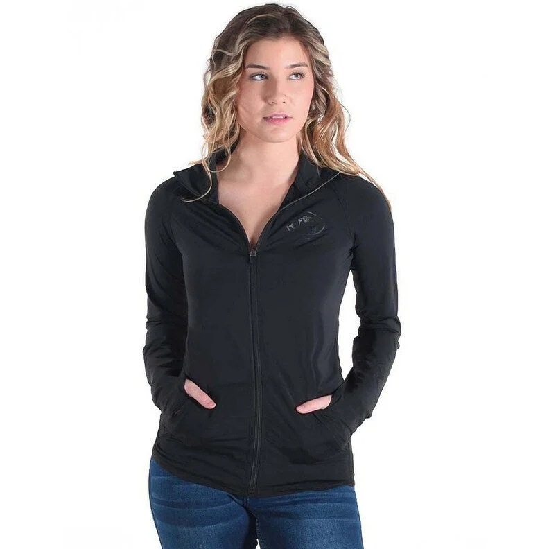 ladies' insulated ski jacket -Cowgirl Tuff Western Jacket Womens Breathe Full Zip Black 100487