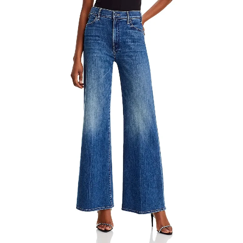 high-waisted bootcut jeans for women -Womens High Rise Stretch Wide Leg Jeans