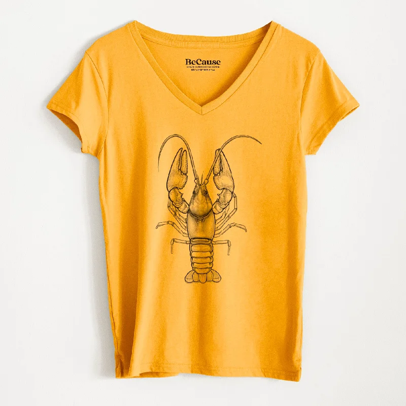 fashionable split hem blouse for women -Guyandotte River Crayfish - Cambarus veteranus - Women's 100% Recycled V-neck