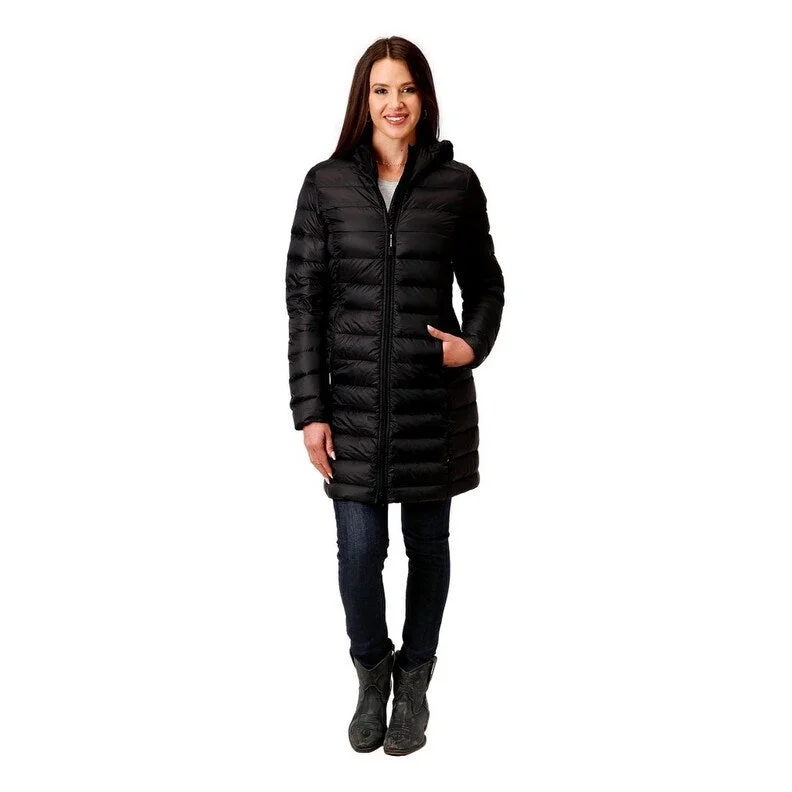 elegant long coat for women -Roper Western Jacket Womens Logo Down Filled Black 03-098-0693-6188 BL