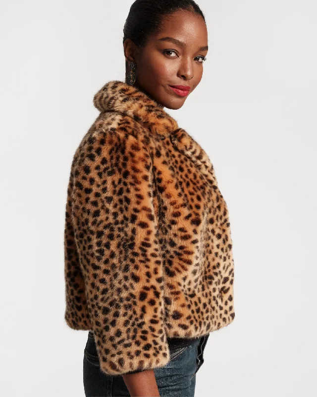 women's stylish blazer -Erika Jacket Faux Fur Leopard