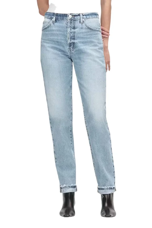 women's tapered mom jeans -Le Mec Denim Jeans In Rhode Grind