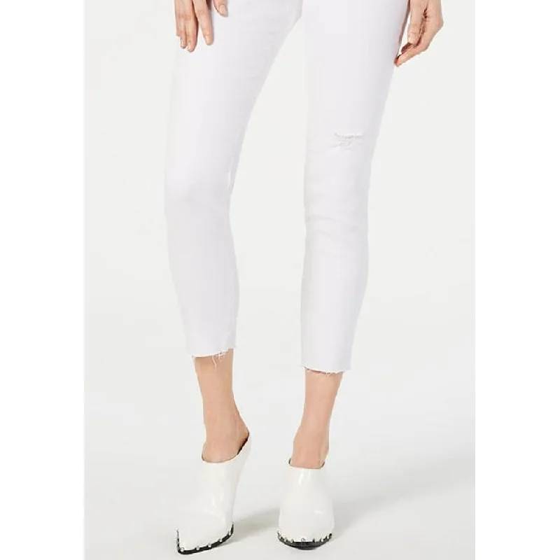 high-rise slim-fit jeans for women -Sts Blue Women's Emma Cutoff Hem Crop Skinny Jeans White Size 24