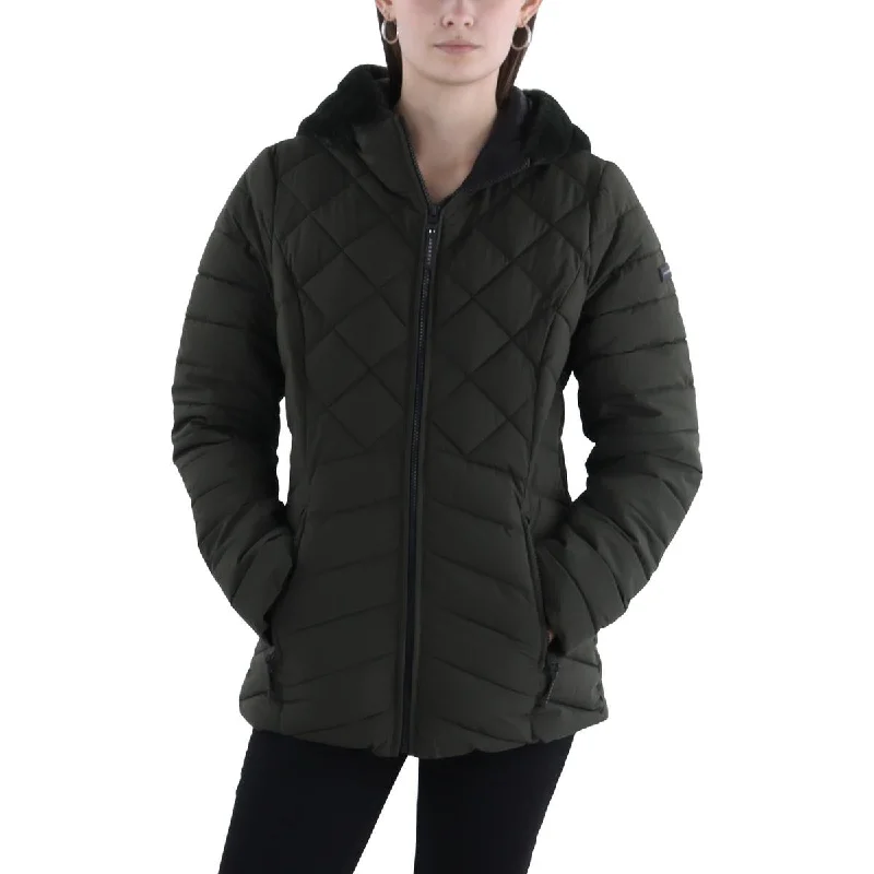 winter parka for women -Womens Quilted Hooded Puffer Jacket