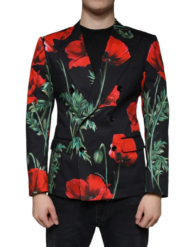 casual oversized shacket for women -Dolce & Gabbana  Floral Double Breasted Dress Men's Blazer