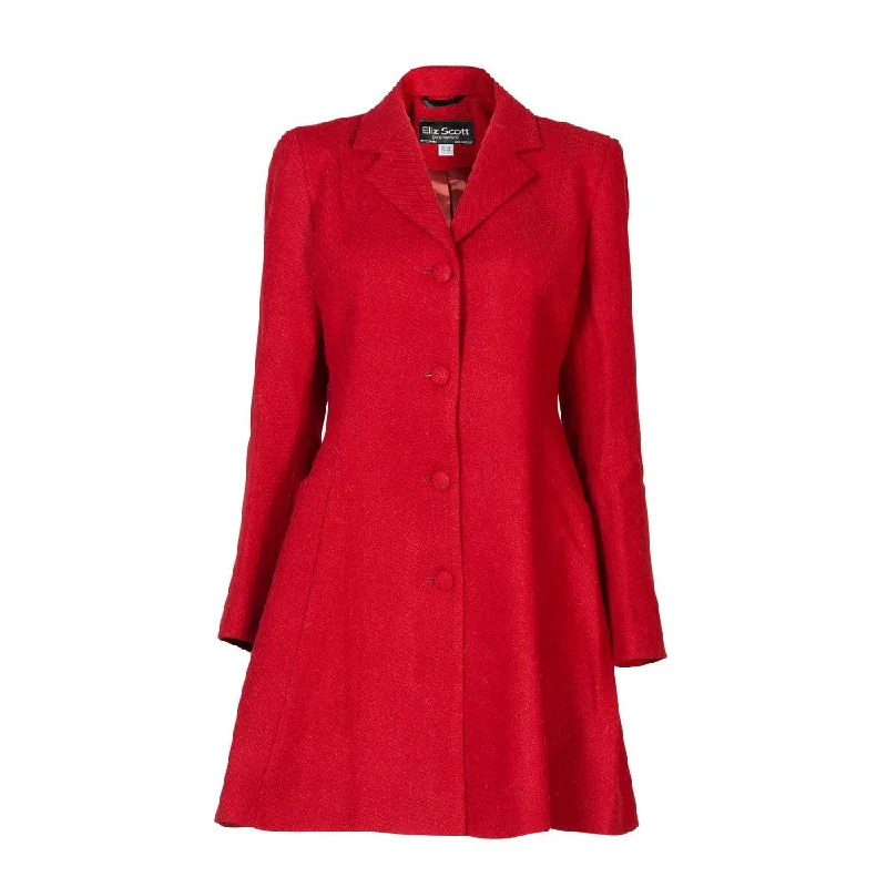 cropped faux leather jacket for women -Women's Harris Tweed Coat - Zoe - Red Twill