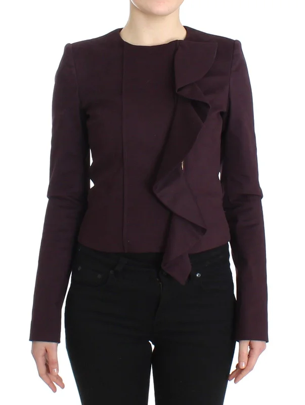 ladies' cashmere overcoat -GF Ferre  Ruched Jacket Coat Blazer Women's Short