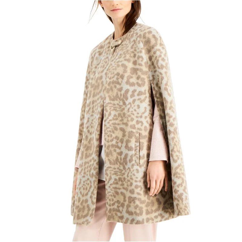 women's belted trench coat -I-N-C Womens Cheetah Print Cape Jacket