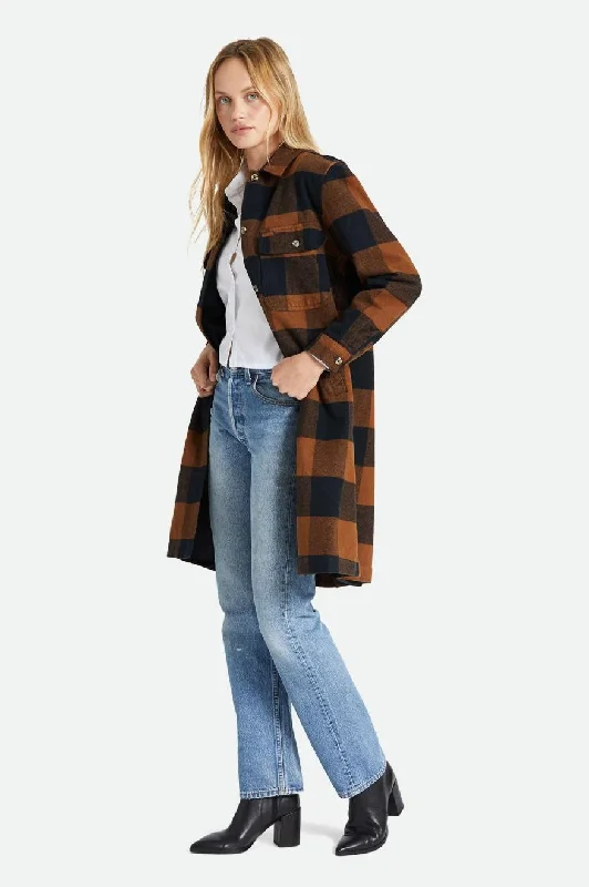 women's faux fur-lined parka -Bowery Womens Long Jacket - Bison