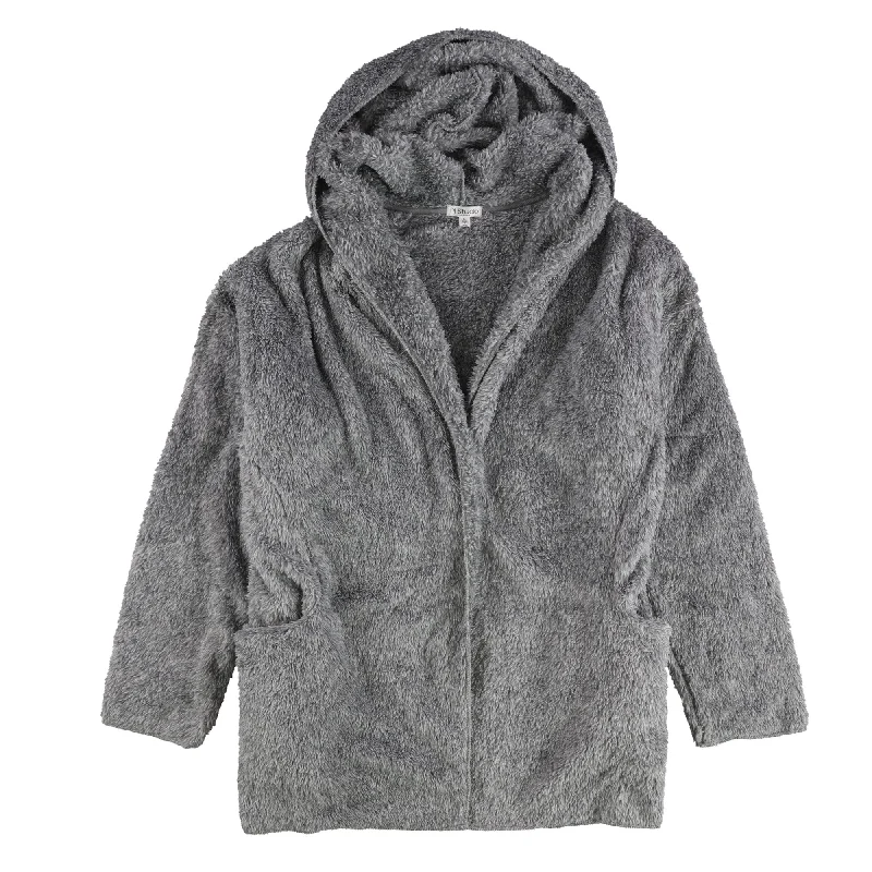 sophisticated evening coat for women -PJ Studio Womens Hooded Fleece Jacket, Grey, Large