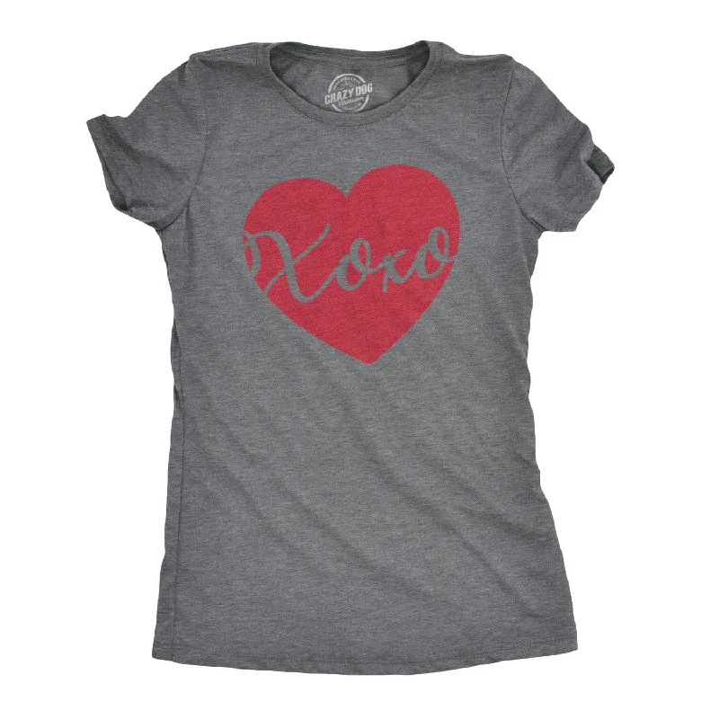 oversized cotton tee for women -XOXO Script Heart Women's T Shirt