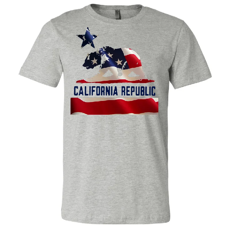 stylish cutout shoulder top for women -American Bear Flag Asst Colors Mens Lightweight Fitted T-Shirt/tee