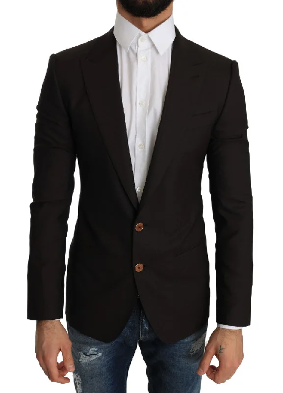 warm alpaca wool coat for ladies -Dolce & Gabbana Sleek Slim  Virgin Wool Blazer Men's Jacket