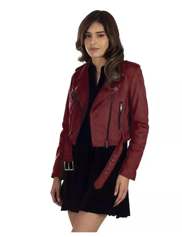 ladies' faux suede jacket -LEE Women's Leatherette Biker Jacket