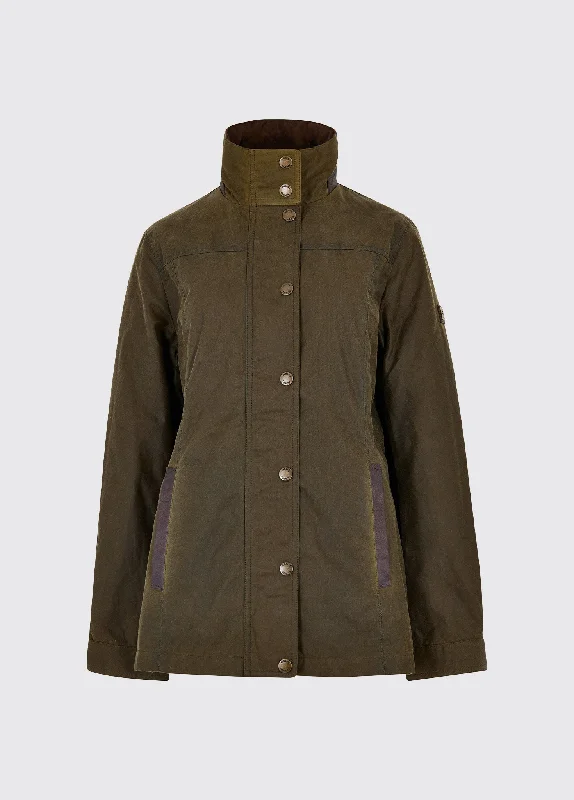 ladies' faux suede jacket -Mounthrath Ladies Waxed Cotton Jacket - Fennel