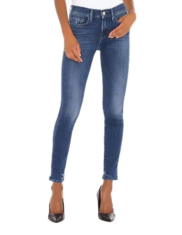 women's sleek black denim jeans -Le Skinny De Jeanne In Edgewater Chew