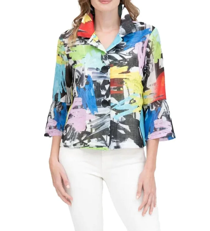 warm down coat for women -Street Art Jacket In Multi