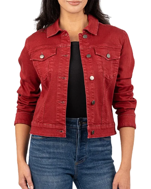 sophisticated evening coat for women -Julia Crop Jacket In Red