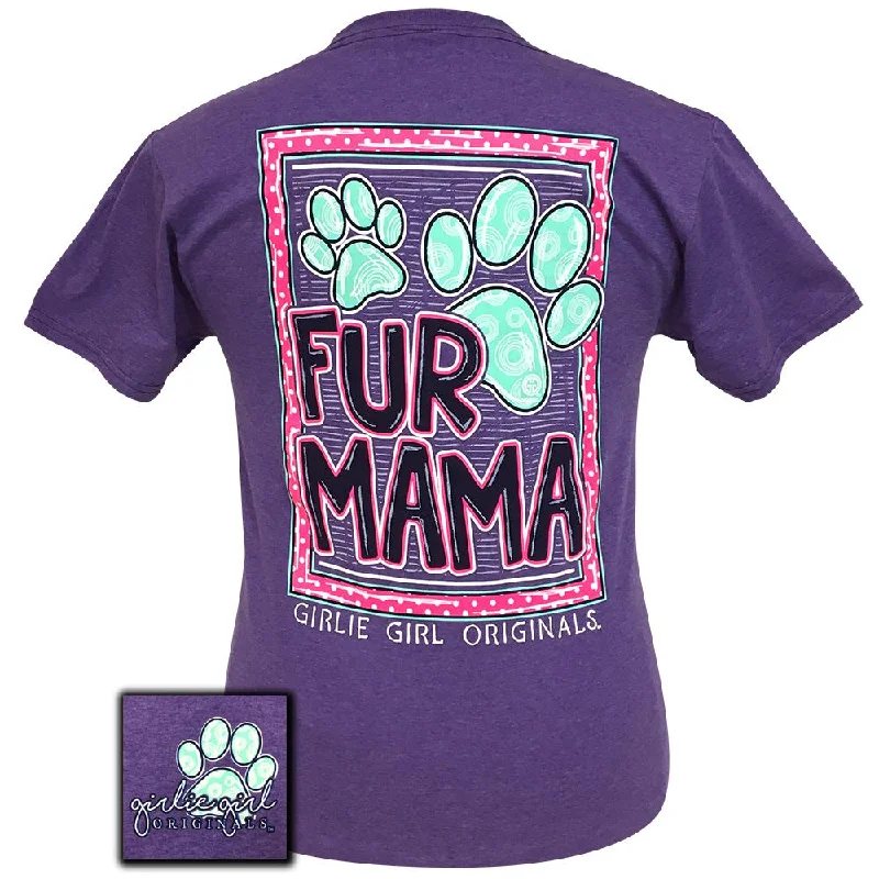 ladies' long sleeve top -Fur Mama-Retro Heather Purple SS-1588