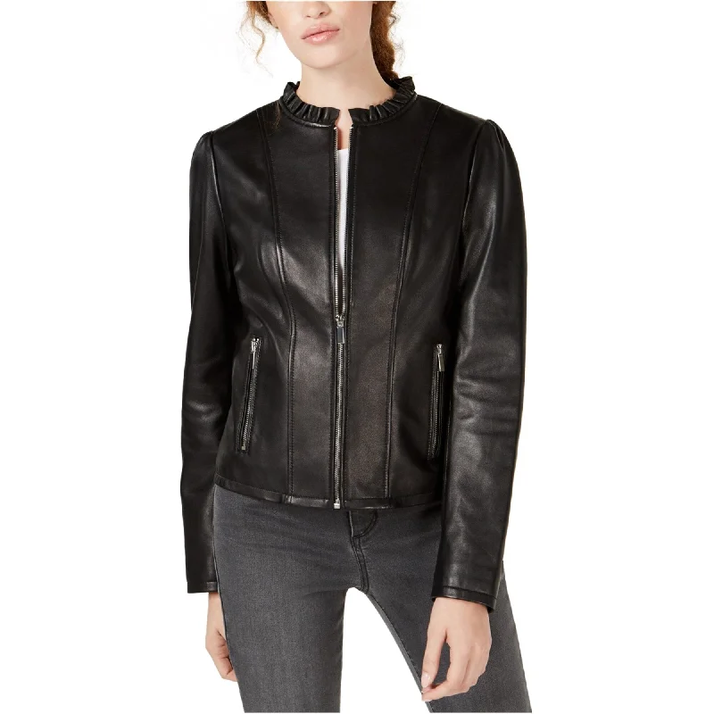 sleek satin bomber jacket for women -maison Jules Womens Peplum Leather Jacket, Black, Small